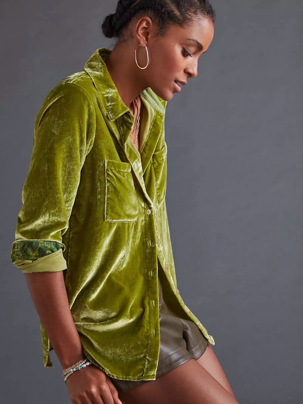 Pilcro Classic Velvet Buttondown Shirt